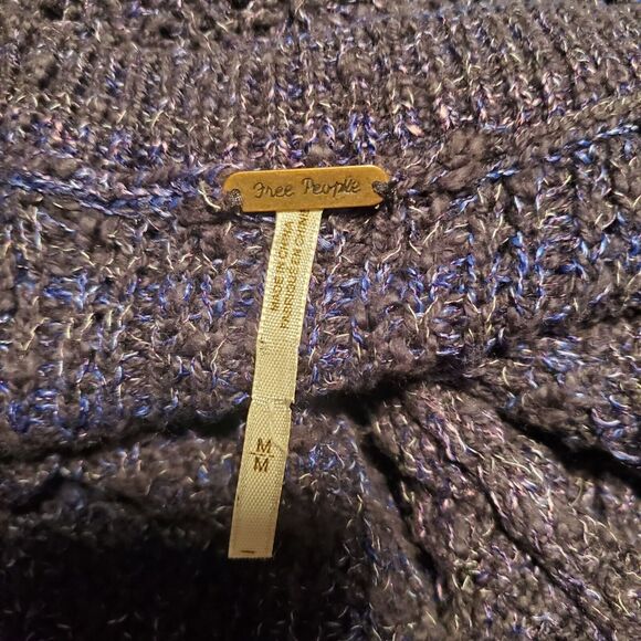 Free People Sz M Star Dune Marled Pullover Oversized Chunky Open Knit Sweater - Picture 7 of 11